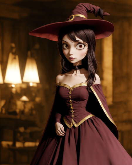 3978532619-3311882555-by TimBurton Animation , horror _(theme_), masterpiece, best quality, megumin, 1girl, bare shoulders, black cape, black gloves,.png